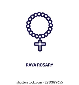 raya rosary icon from religion collection. Thin linear raya rosary, allah, islamic outline icon isolated on white background. Line vector raya rosary sign, symbol for web and mobile