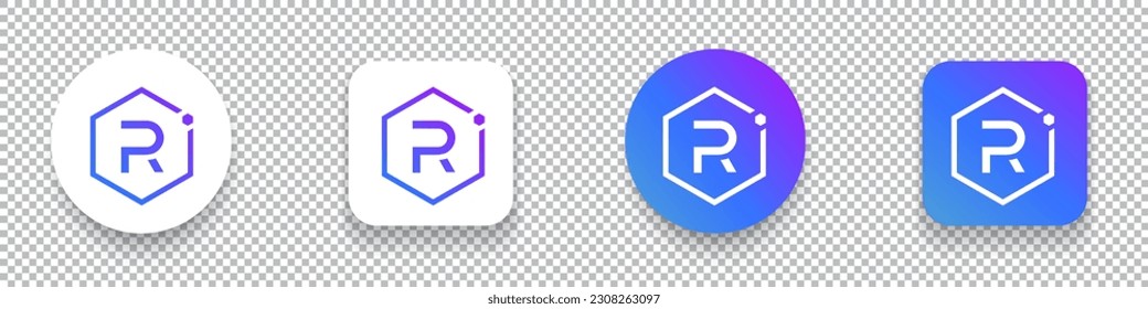 Raydium (RAY) crypto currency logo symbol set isolated on transparent background vector