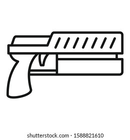 Raygun blaster icon. Outline raygun blaster vector icon for web design isolated on white background