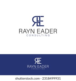 Rayn Eader consulting vector logo design. R and E logotype. RE initials logo template. 