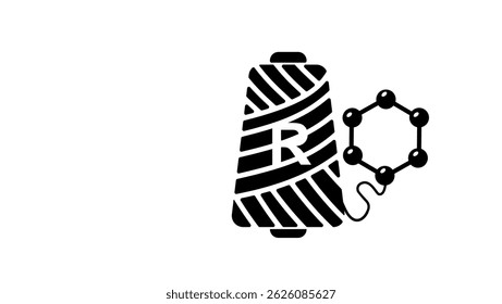 Rayon Fabric Fiber symbol, black isolated silhouette