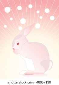 rays background with dots and isolated rabbit