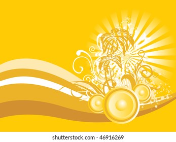 rays background with floral pattern vinyl and stripes