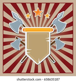 Rays background with medieval military pennant and stars. Eps 10
