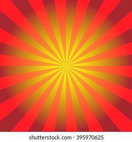 Rays background. Red,Yellow shiny background. Sunburst abstract texture. Vector illustration.