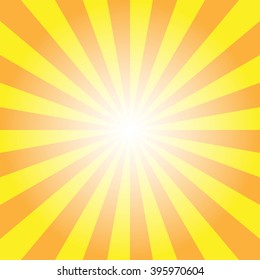 Rays background. Yellow shiny background. Sunburst abstract texture. Vector illustration.