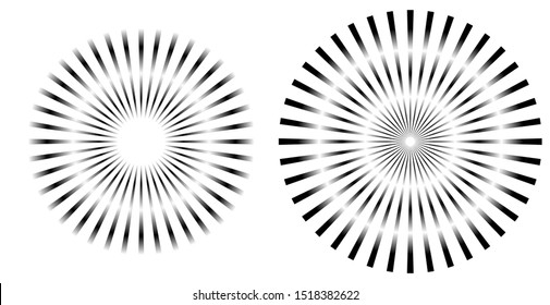 Rays, beams element. Sunburst, starburst shape on white. Circular geometric. Abstract circular geometric shape. illustration - Vector