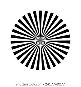 Gitter, Balken-Element. Sonnenbrand, starbene Form auf Weiß. Radial-, Radial-, Merging-Linien. Abstrakte kreisförmige geometrische Form