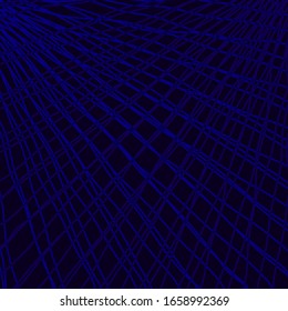 Rays of blue light with mirrored light waves on dark. 