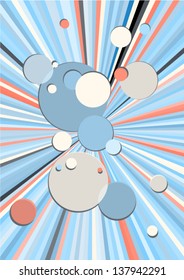 Rays and bubbles retro abstraction