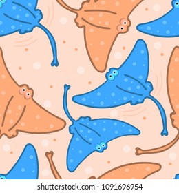 Rays electric vector seamless sea pattern. Fish stingrays. Suitable for textile, fabric, printing, decor, Wallpaper.
