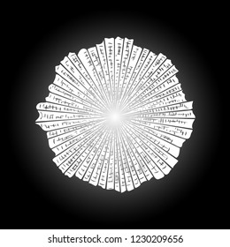 Rays of halo light and catholic rays isolated on black. Art tattoo reference template. Silver symbol of religion pride and glory. Angel and saints ring nimbus. Vector.