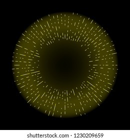 Rays of halo light and catholic rays isolated on black. Art tattoo reference template. Gold symbol of religion pride and glory. Angel and saints ring nimbus. Vector.