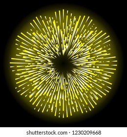 Rays of halo light and catholic rays isolated on black. Art tattoo reference template. Gold symbol of religion pride and glory. Angel and saints ring nimbus. Vector.