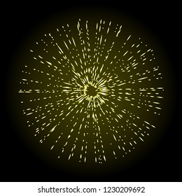 Rays of halo light and catholic rays isolated on black. Art tattoo reference template. Gold symbol of religion pride and glory. Angel and saints ring nimbus. Vector.