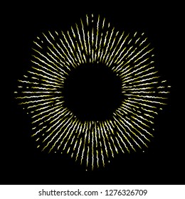 Rays of halo in shape of star,  light and catholic rays isolated on black. Art tattoo reference template. Gold symbol of religion pride and glory. Angel and saints ring nimbus. Vector.