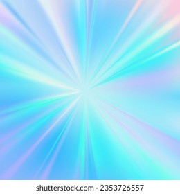 Rays holographic gradient neon vector illustration. Fashionable pastel rainbow unicorn background. Hologram colors rays background. Translucent gradient neon holographic backdrop shimmer blaze print.