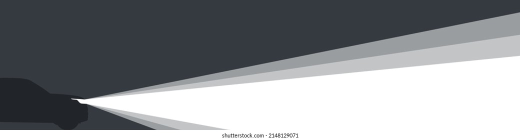 Rays of light, banner. Light from car headlights. Vector image