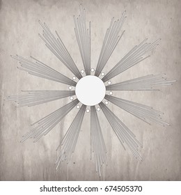Rays of light as a halo. Hand drawn vector illustration isolated  in vintage engraved style. Line art tattoo template. Scrapbook element. Symbol of pride and glory and divine light