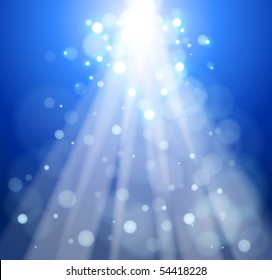 Rays of light on a blue background - an abstract illustration. Eps10