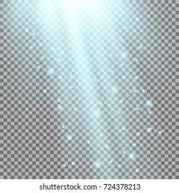 Rays of light with sparkles, light effect, aqua color