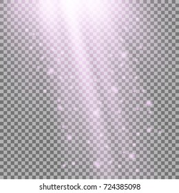 Rays of light with sparkles, light effect, purple color
