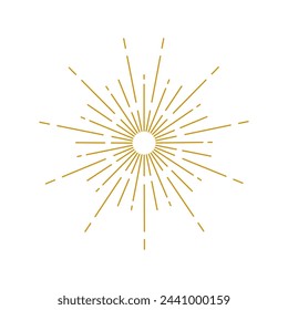 Rays of light sun vector golden lines metallic editable stroke elegant lux