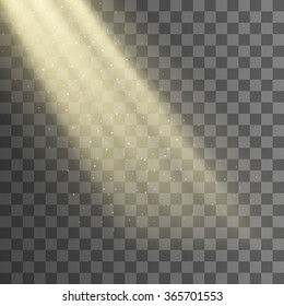 Rays Of Light From The Window Background. Vector Effect. Transparent Background. Beam With Dust. EPS 10.