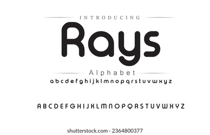 Rays Modern abstract digital alphabet font. Minimal technology typography, Creative urban sport fashion futuristic font and with numbers. vector illustration