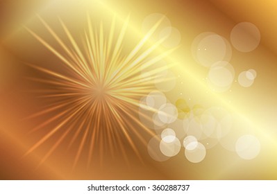 The rays on metallic gold background