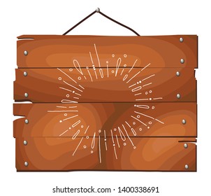 Rays on wooden plank background. Place for text. Placeholder in explosive. Salute icon. Hand drawn vector illustration.