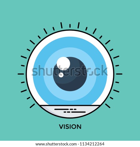 Rays over a round eyeball with some values below, an infographic for vision 