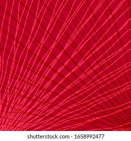 Rays of pink light with mirrored red waves on mesh.
