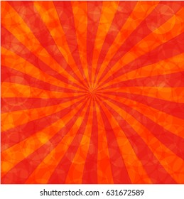 rays poster, abstract texture with sunburst, flare, beam. Vector red background.