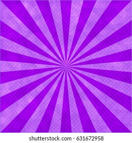 rays poster, abstract texture with sunburst, flare, beam. Vector violet background.