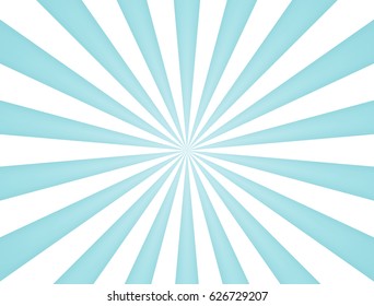 Rays of radial blue sun isolated on white background. Vector retro sunburst or starburst  beams template for your shine poster design