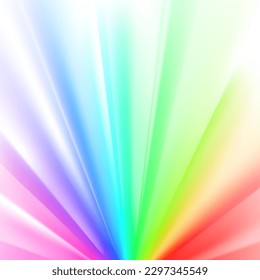 Rays with rainbow colors spectrum flare on white, abstract glaring effect. Vector illustration