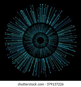 Rays ring for design project on black - vector illustration 