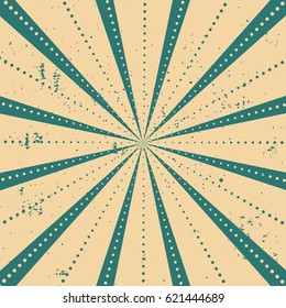 Rays Striped with dots Pattern with Light Burst Stripes. Abstract Wallpaper Background. Vector Vintage Illustration.