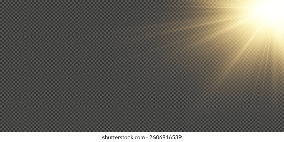  Rays of sun. A glare of light.bright flash, yellow light explosion 