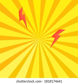Rays sunburst with thunderbolt abstract background texture wallpaper pattern seamless vector illustration graphic design modern style 