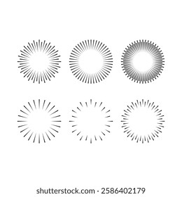 Rays vector icon set. Sparkle, shine, glow flat vector icons