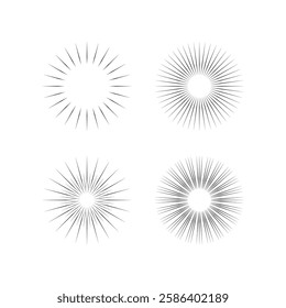 Rays vector icon set. Sparkle, shine, glow flat vector icons