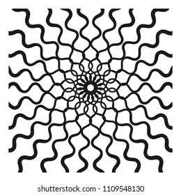 Rays waves. Radiating, merging lines. Abstract geometric shape.