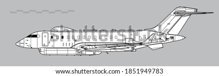Raytheon Sentinel R1 ASTOR. Vector drawing of reconnaissance aircraft. Side view. Image for illustration and infographics.