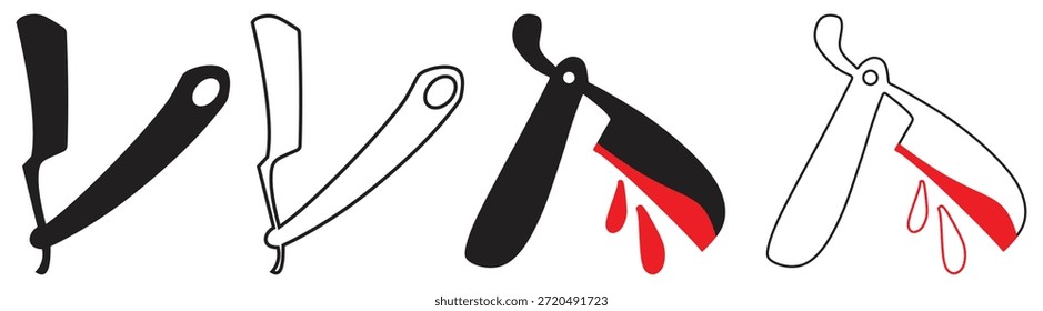 Conjunto de ilustración de herramienta de barbero de afeitar.