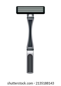 Razor. Beard haircut accessorie. Sharp shave equipment for hygiene or hairstyle isolated on white. Shaving mock up icon