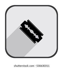 Razor blade - black vector icon  with long shadow