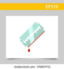 Razor blade with blood drop