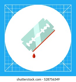 Razor blade with blood drop